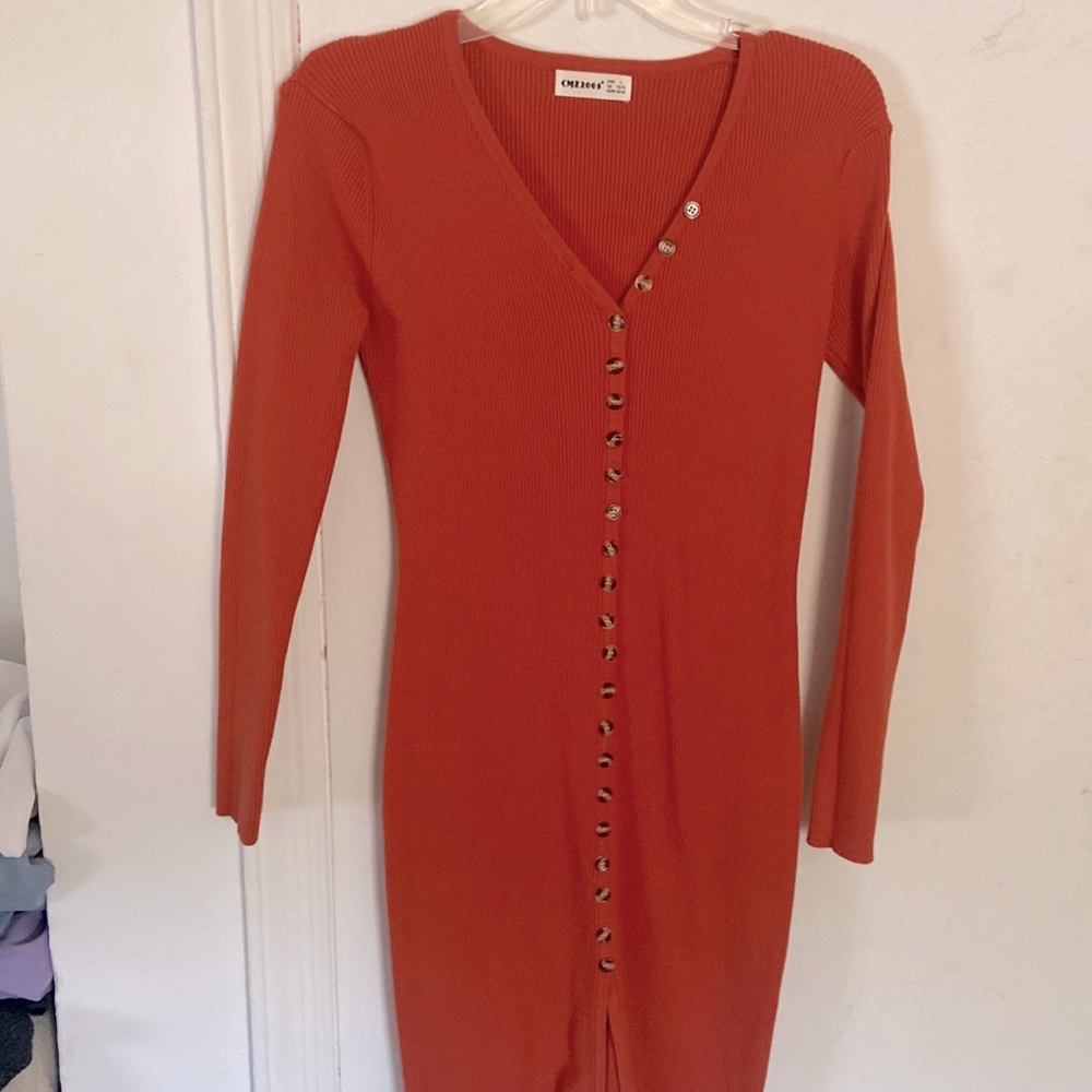 Orange sweater dress
